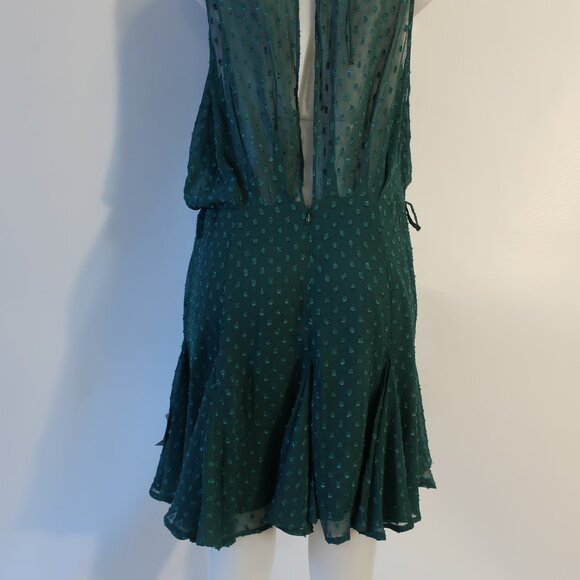 NWT Womens Asos Design Green Embroidered Dots Sleeveless Halter Dress 14 - Picture 14 of 16